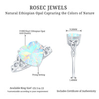Certified 2 Carat Ethiopian Opal Heart Engagement Ring with Celtic Knot