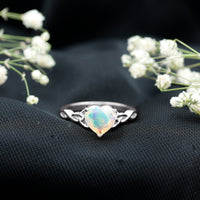 Certified 2 Carat Ethiopian Opal Heart Engagement Ring with Celtic Knot
