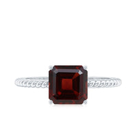 3.3 Carat Natural Garnet Asscher Cut Engagement Ring with Twisted Rope