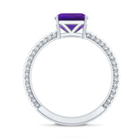 3 Carat Asscher Cut Amethyst Engagement Ring with Twisted Rope