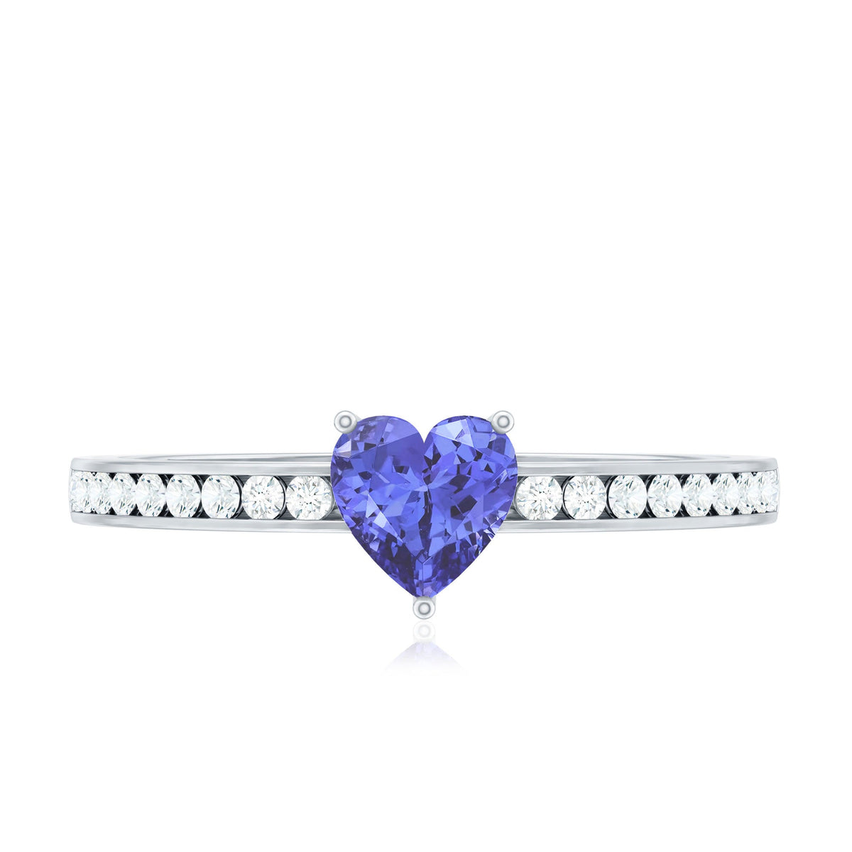 Natural Tanzanite Heart Promise Ring with Diamond