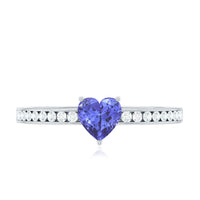 Natural Tanzanite Heart Promise Ring with Diamond