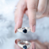 Vintage Style 2 Carat Lab Grown Black Diamond Bezel Set Engagement Ring