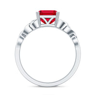 Certified 4.8 Carat Lab Grown Ruby Asscher Cut Engagement Ring with Celtic Knot