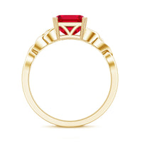 Certified 4.8 Carat Lab Grown Ruby Asscher Cut Engagement Ring with Celtic Knot
