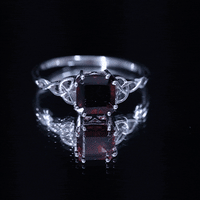 Natural Asscher Cut Garnet Knot Engagement Ring