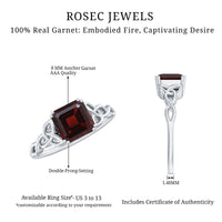 Natural Asscher Cut Garnet Knot Engagement Ring