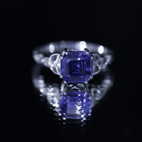 Certified 4.8 Carat Asscher Cut Lab Created Blue Sapphire Celtic Knot Engagement Ring