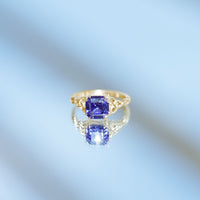 Certified 4.8 Carat Asscher Cut Lab Created Blue Sapphire Celtic Knot Engagement Ring