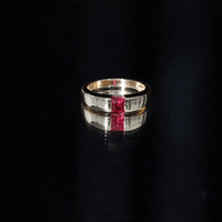 Princess Cut 1.5 Carat Lab Grown Ruby Solitaire Band Ring with Certificate