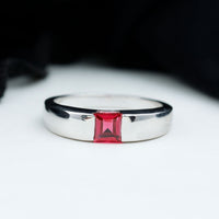Princess Cut 1.5 Carat Lab Grown Ruby Solitaire Band Ring with Certificate