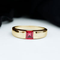 Princess Cut 1.5 Carat Lab Grown Ruby Solitaire Band Ring with Certificate