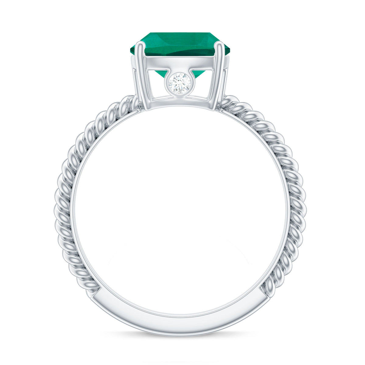 Certified 8 mm Cushion Cut Lab Grown Emerald Ring for Engagement
