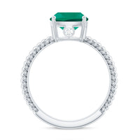 Certified 8 mm Cushion Cut Lab Grown Emerald Ring for Engagement