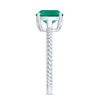 Certified 8 mm Cushion Cut Lab Grown Emerald Ring for Engagement