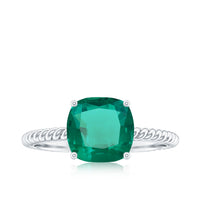 Certified 8 mm Cushion Cut Lab Grown Emerald Ring for Engagement