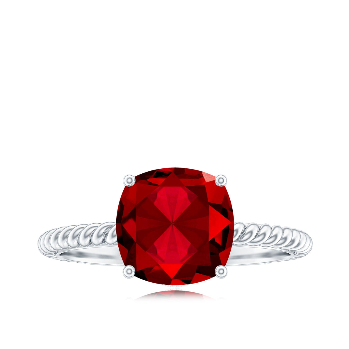 Certified 2 Carat Lab Grown Ruby Cushion Cut Engagement Ring with Surprise Diamond