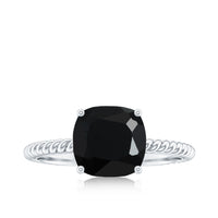 2.8 Carat Cushion Cut Lab Grown Black Diamond Engagement Ring with Surprise White Diamond