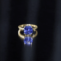 2.7 Carat Cushion Cut Lab Created Blue Sapphire Solitaire Engagement Ring