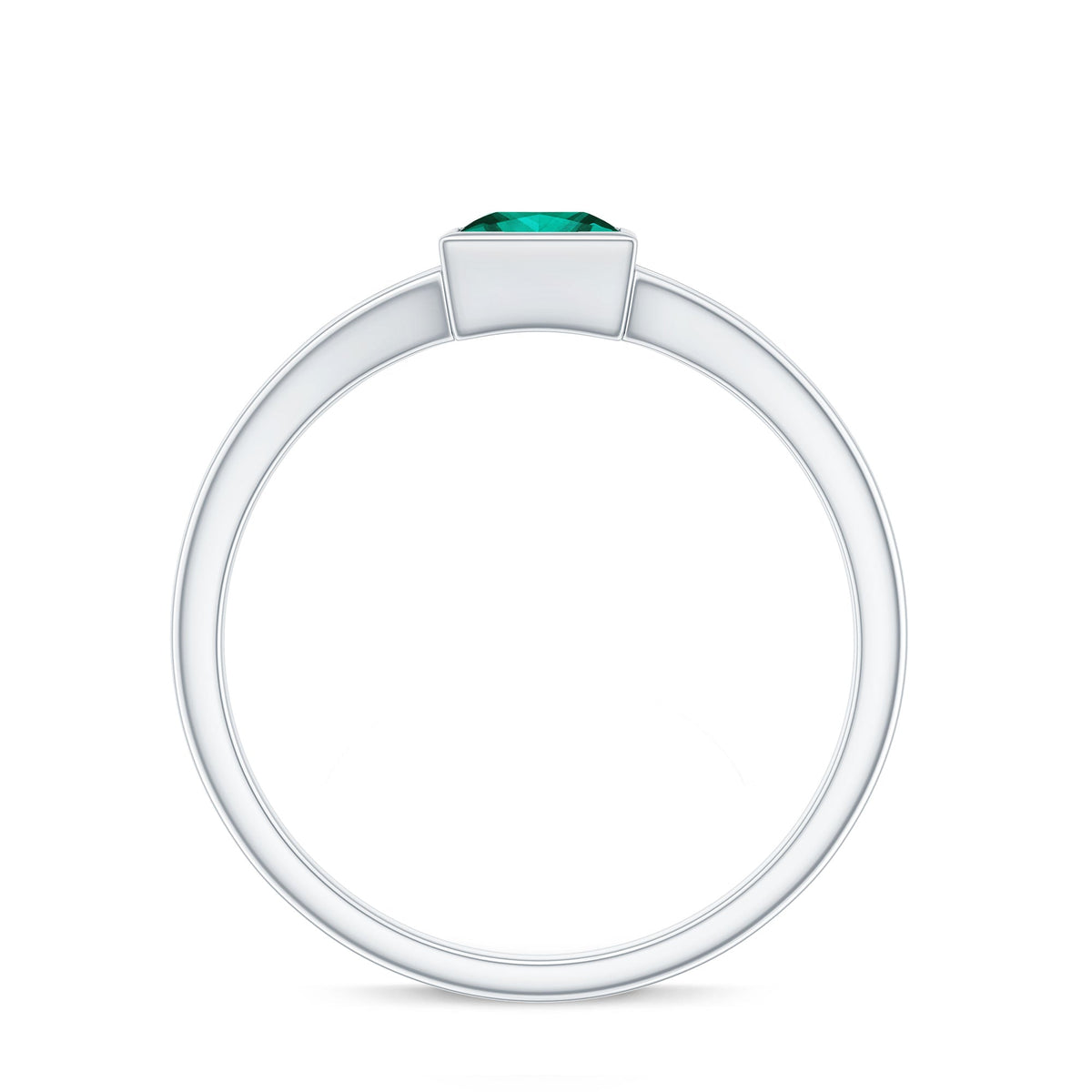 5mm Princess Cut Lab Grown Emerald Solitaire Ring with Split Shank