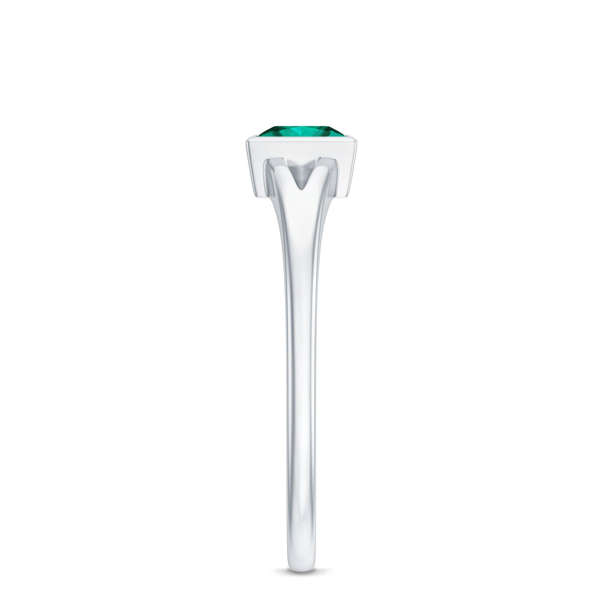 5mm Princess Cut Lab Grown Emerald Solitaire Ring with Split Shank