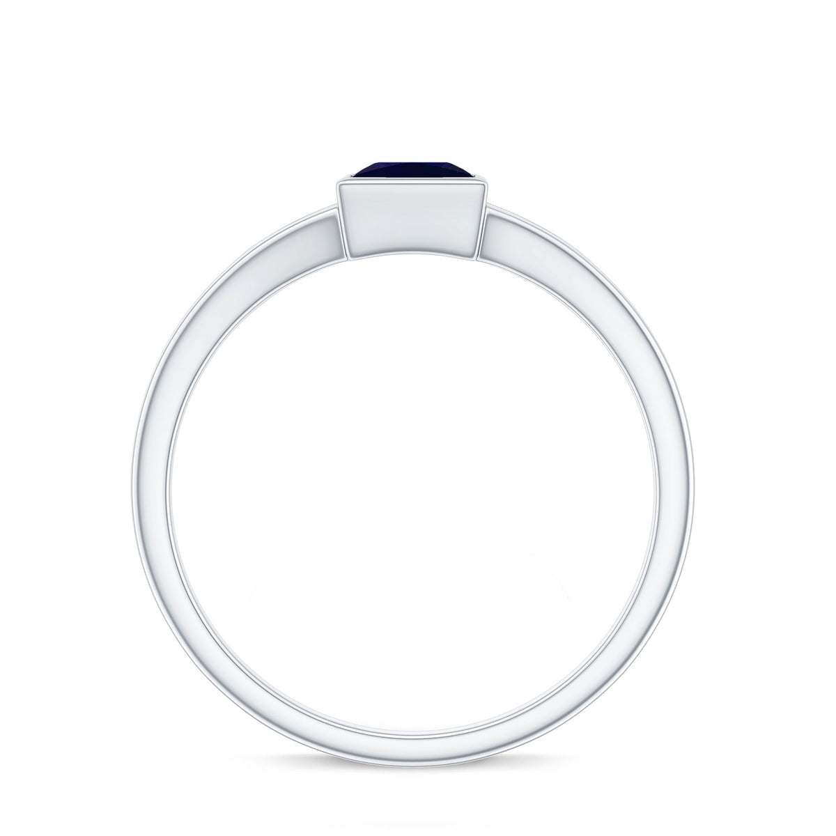 Princess Cut 4MM Blue Sapphire Solitaire Promise Ring in Split Shank