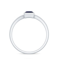 Princess Cut 4MM Blue Sapphire Solitaire Promise Ring in Split Shank