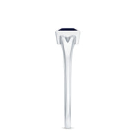 Princess Cut 4MM Blue Sapphire Solitaire Promise Ring in Split Shank