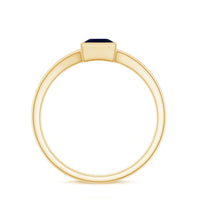 Princess Cut 4MM Blue Sapphire Solitaire Promise Ring in Split Shank