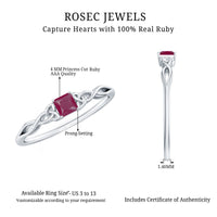 Natural Princess Cut Ruby Irish Promise Ping