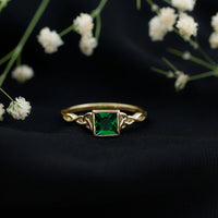 Certified Princess Cut Lab Grown Emerald Celtic Promise Ring