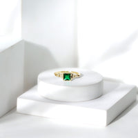 Certified Princess Cut Lab Grown Emerald Celtic Promise Ring