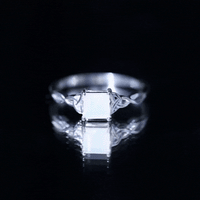 Genuine Princess Cut Ethiopian Opal Promise Ring with Celtic Knot