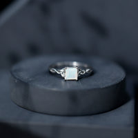 Genuine Princess Cut Ethiopian Opal Promise Ring with Celtic Knot