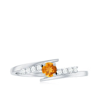 Natural Citrine Promise Ring with Diamond Bypass Shank