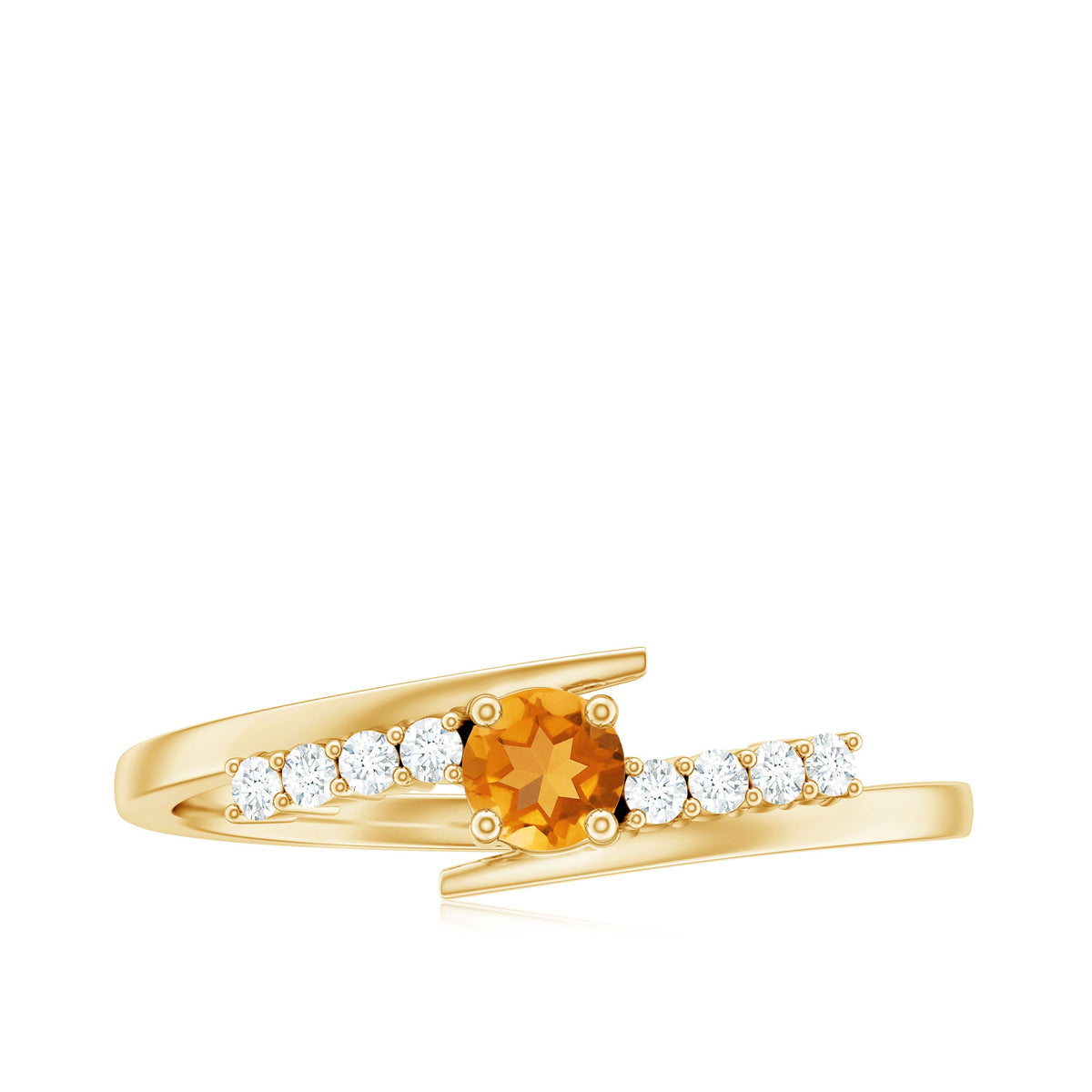 Natural Citrine Promise Ring with Diamond Bypass Shank