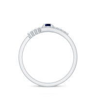Certified 0.6 Ct Lab Grown Blue Sapphire Promise Ring with Diamond