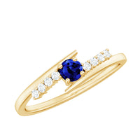Certified 0.6 Ct Lab Grown Blue Sapphire Promise Ring with Diamond