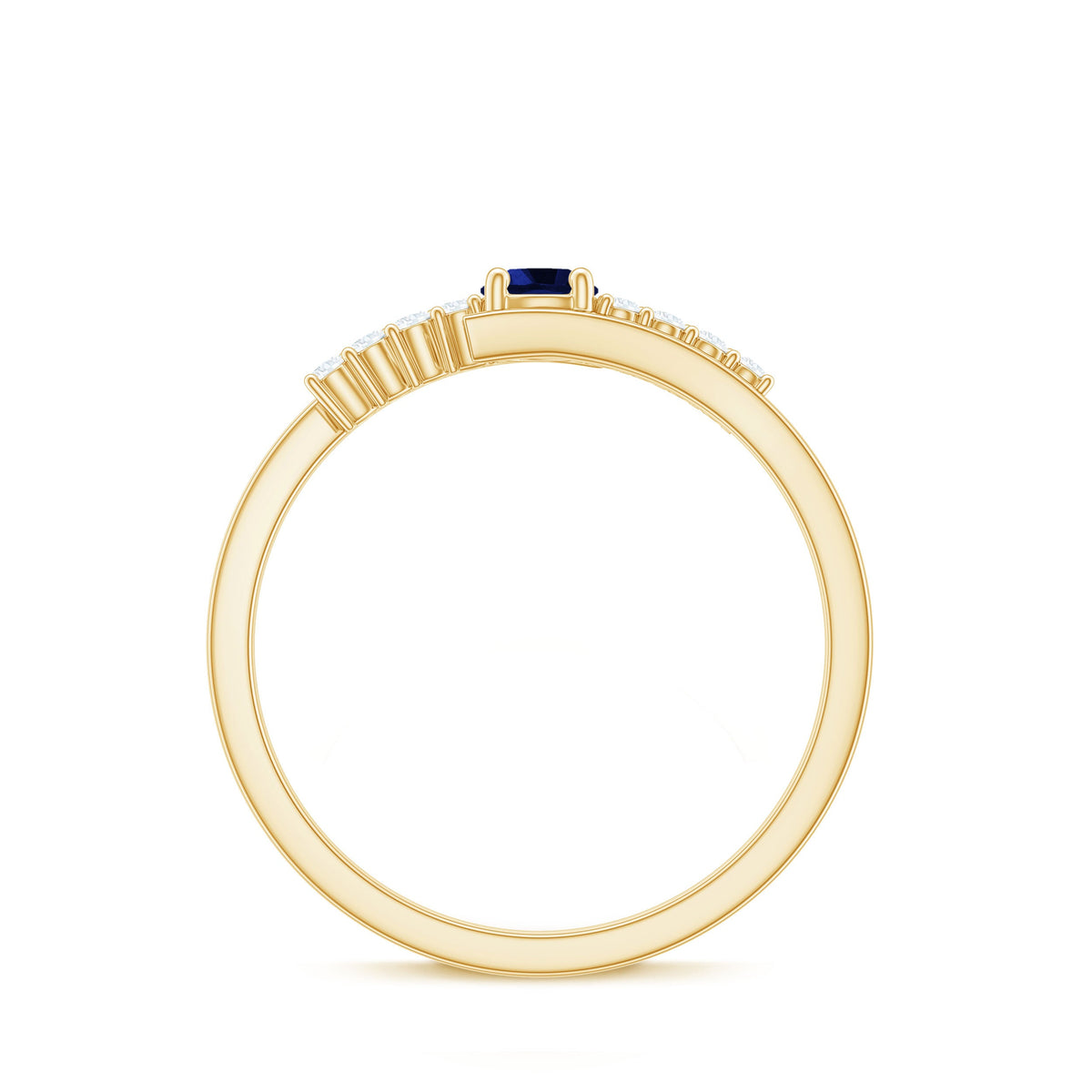 Certified 0.6 Ct Lab Grown Blue Sapphire Promise Ring with Diamond