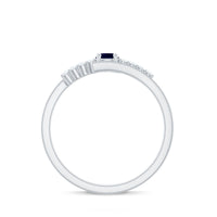Real Blue Sapphire Promise Ring with Diamond Bypass Shank