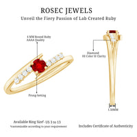 Lab Created Ruby and Diamond Promise Ring in Bypass Shank
