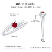 Natural Ruby Promise Ring with Diamond Bypass Shank