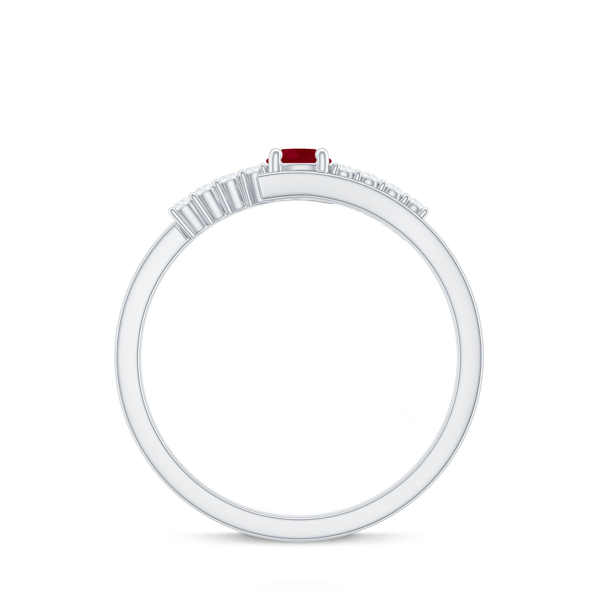 Natural Ruby Promise Ring with Diamond Bypass Shank