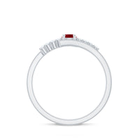 Natural Ruby Promise Ring with Diamond Bypass Shank