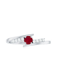 Natural Ruby Promise Ring with Diamond Bypass Shank