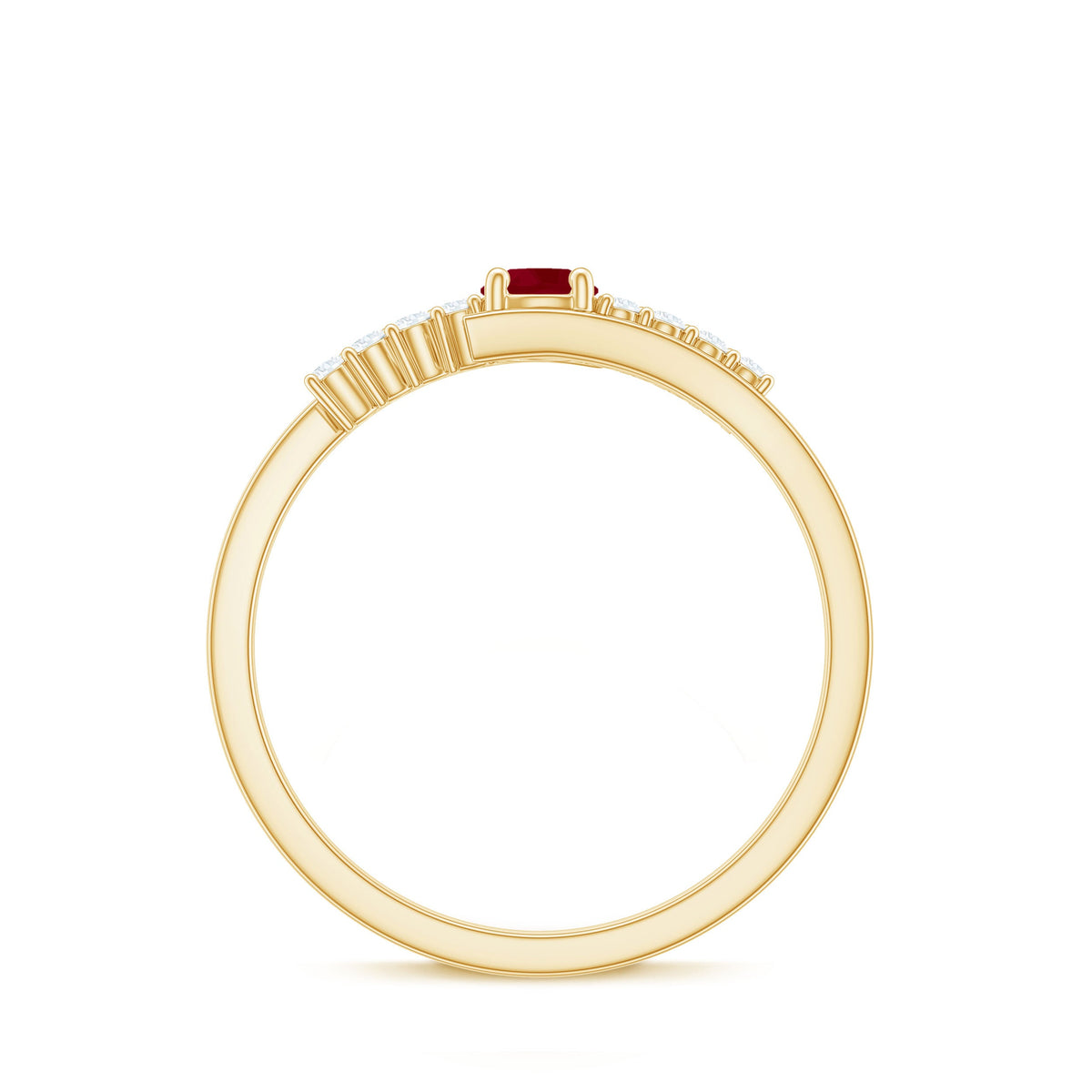 Natural Ruby Promise Ring with Diamond Bypass Shank