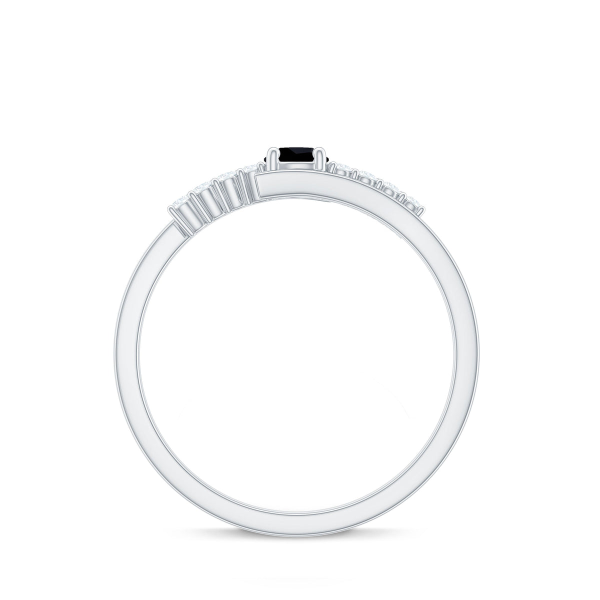 4mm Round Black Onyx Minimal Promise Ring with Diamond