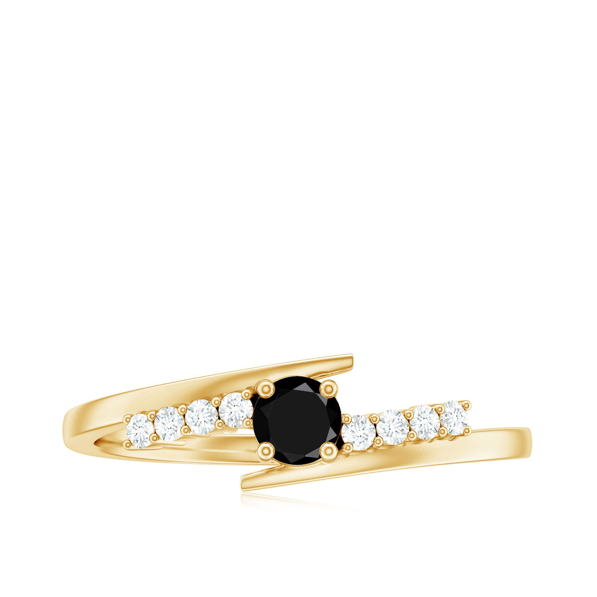 4mm Round Black Onyx Minimal Promise Ring with Diamond
