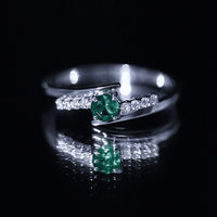 Certified Lab Grown Emerald Diamond Simple Promise Ring with Bypass Shank