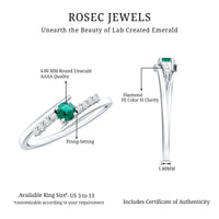 Certified Lab Grown Emerald Diamond Simple Promise Ring with Bypass Shank